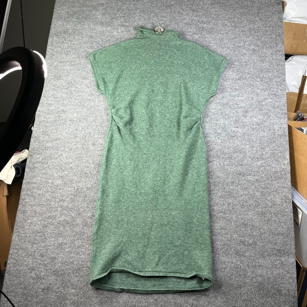 Eloquii Short Sleeve Sweater‎ Dress Green Funnel Neck Pleated Waist Slim - 14/16